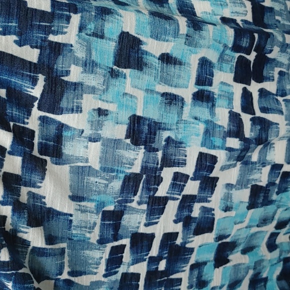 SIGNATURE WEEKEND women plus size 2X shoulder straps blue white black blouse - Picture 2 of 9